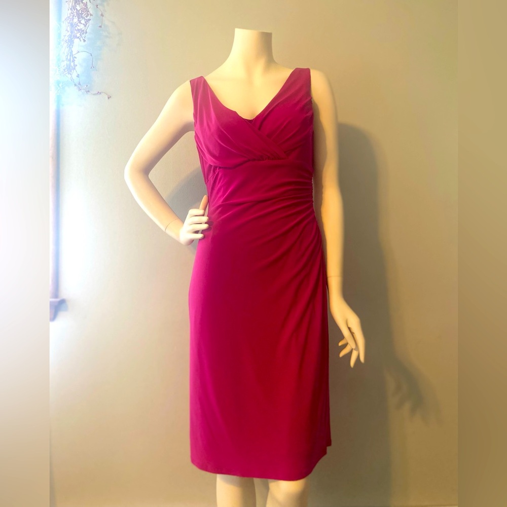 Evan Picone Vneck MIDI Size 8 A-line Dress Cocktail Event Travel Elegant